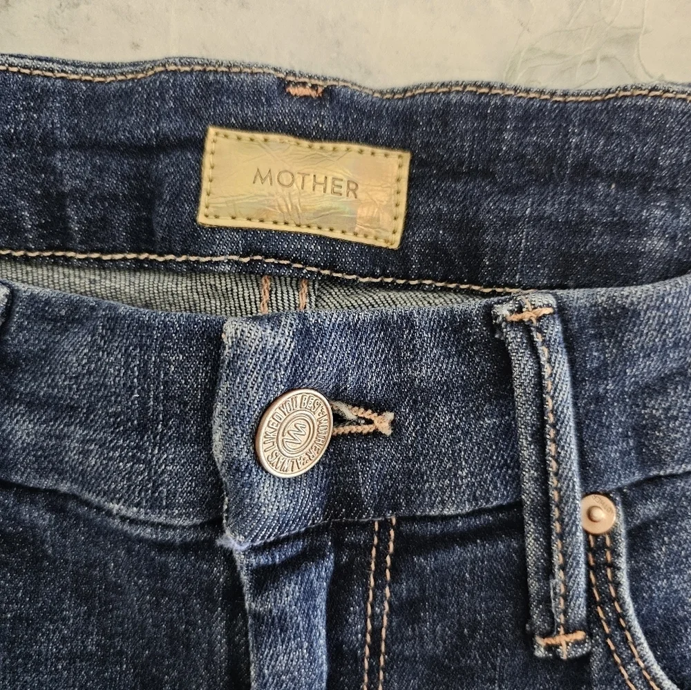 MOTHER‎ Looker Ankle Fray Mid Rise Skinny Leg Girl Crush Blue Jeans 25 Preowned